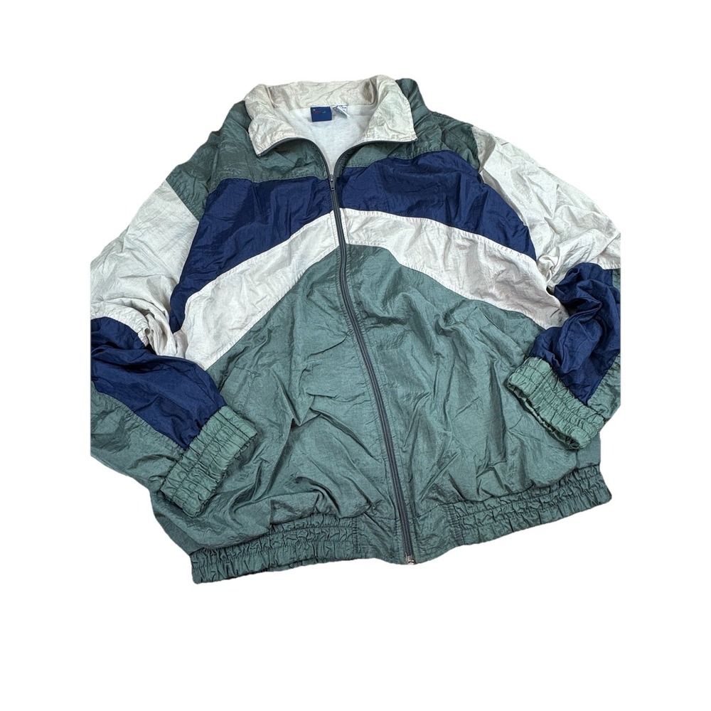 First Run Vintage Retro Color Block 80s 90s Windbreaker Full Zip Track Jacket